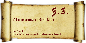 Zimmerman Britta névjegykártya